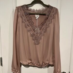 Cami NYC Mauve Lace Trim Blouse